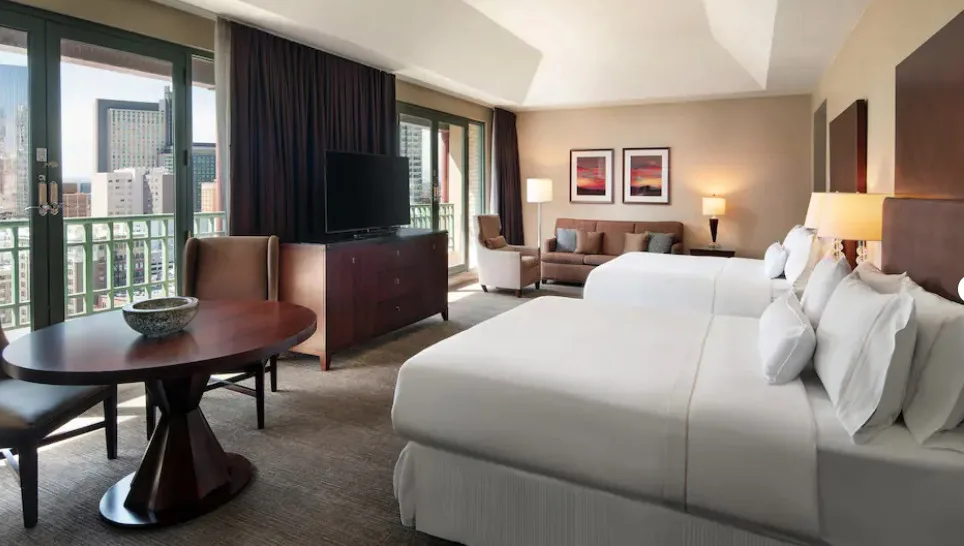 The Westin Denver Downtown hotel deluxe room design and balcony