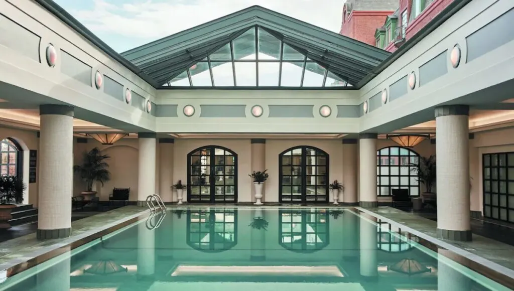 The Charleston Place, enclosed rooftop pool area