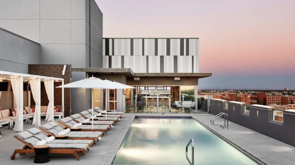 Rooftop hotel pool views in Phoenix at Canopy by Hilton Tempe Downtown