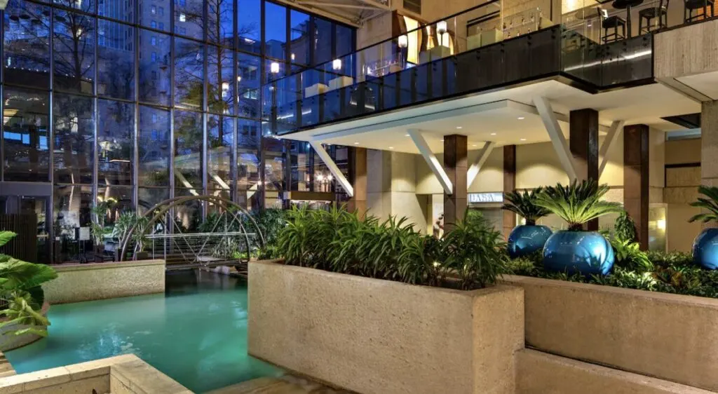 luxurious hotel lobby and interior Hyatt Regency San Antonio Riverwalk 